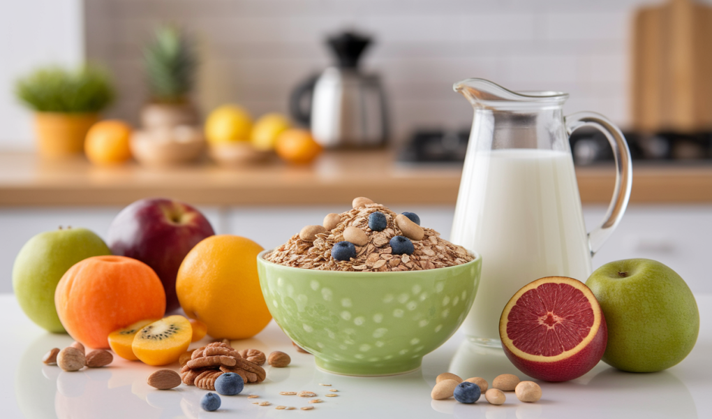 bol-muesli-fruits-noix-pichet