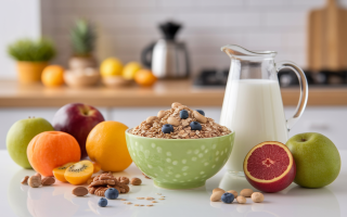 bol-muesli-fruits-noix-pichet