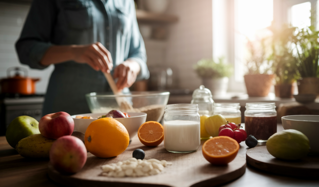 cuisine-personne-floutee-bol-fruits