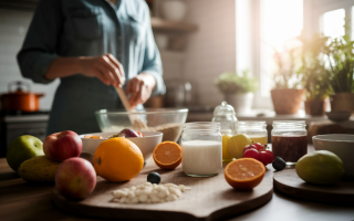 cuisine-personne-floutee-bol-fruits