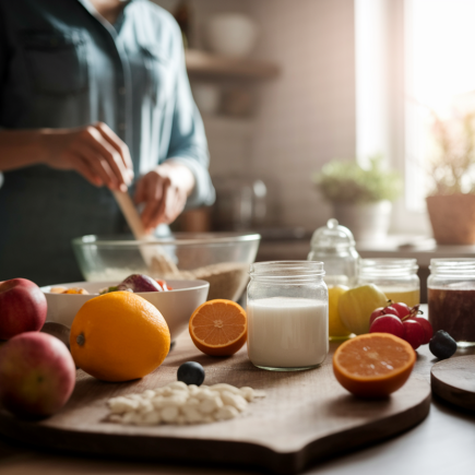 cuisine-personne-floutee-bol-fruits