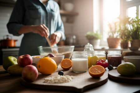 cuisine-personne-floutee-bol-fruits