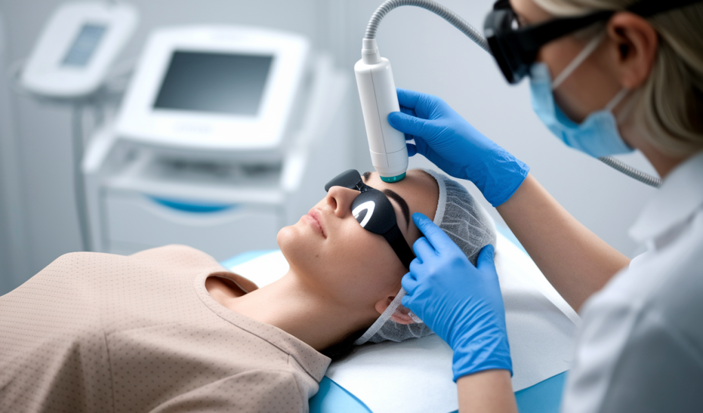 personne-allongee-sourcils-laser