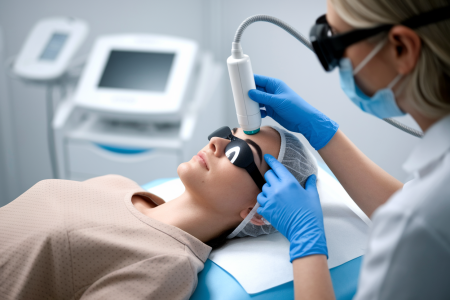 personne-allongee-sourcils-laser