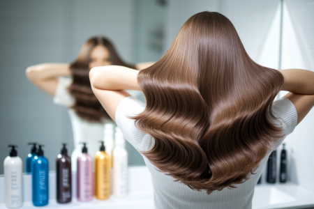 personne-cheveux-brillants-miroir-salle-de-bain