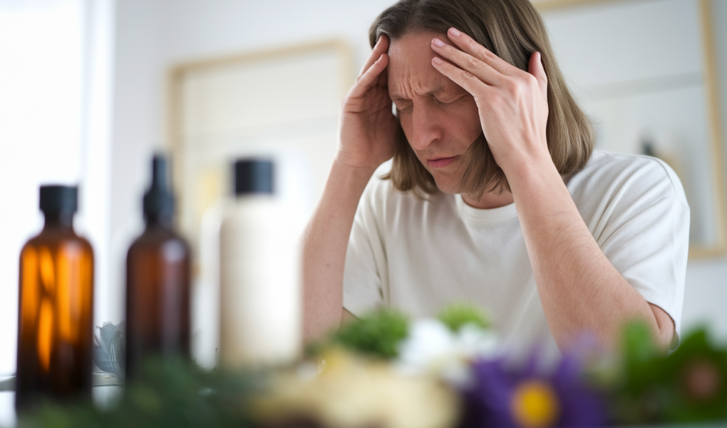 personne-massant-temples-fleurs