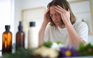 personne-massant-temples-fleurs