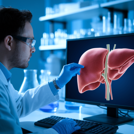 scientifique-blouse-modele3d-foie-ecran