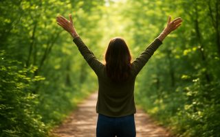 personne-chemin-forestier-bras-leves
