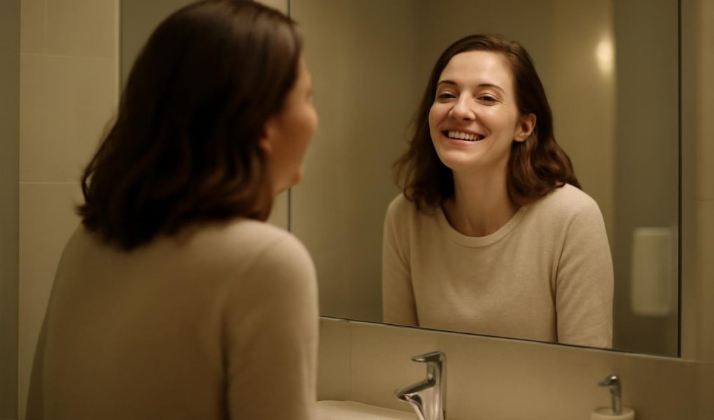 femme-miroir-satisfaction-salle-bain-moderne