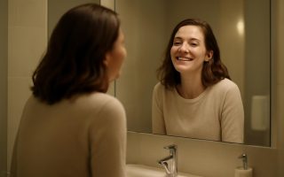 femme-miroir-satisfaction-salle-bain-moderne