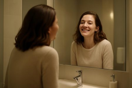 femme-miroir-satisfaction-salle-bain-moderne
