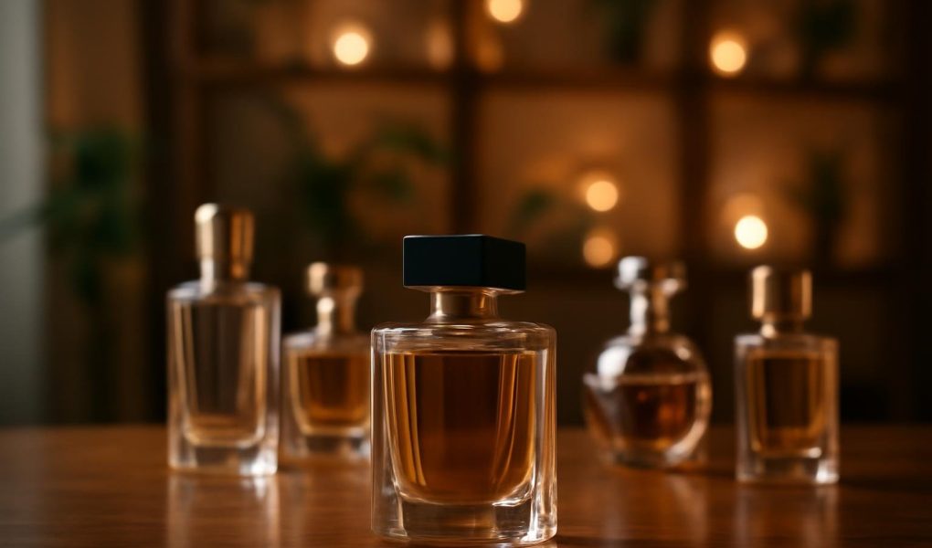 flacons-parfum-table-bois-elegante