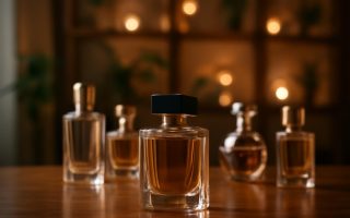 flacons-parfum-table-bois-elegante