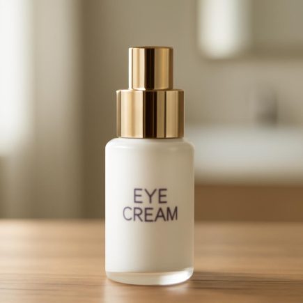 flacon-creme-yeux-table-bois