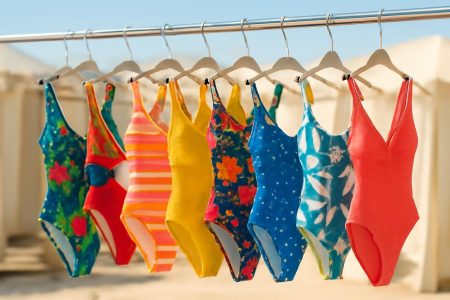 etalage-maillots-bain-cintres-couleurs
