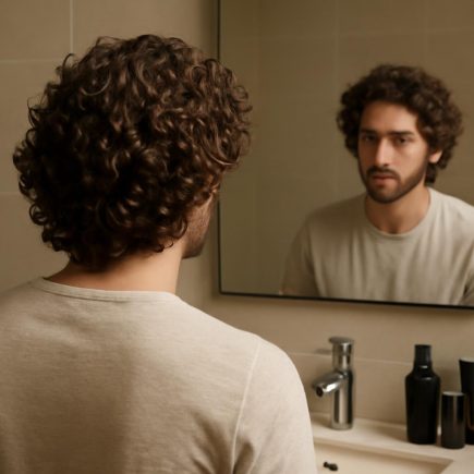 homme-cheveux-boucles-miroir-salle-bain