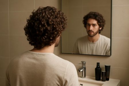 homme-cheveux-boucles-miroir-salle-bain